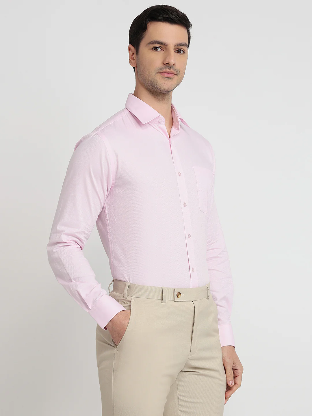 Raymond Men Red Structure Slim Fit Cotton Shirt - Image 3
