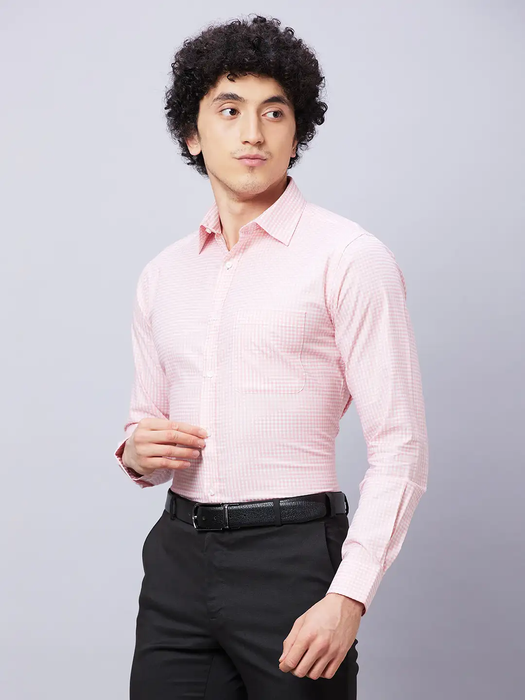 Raymond Men Pink Structured Slim Fit Cotton Formal Shirt - Image 3