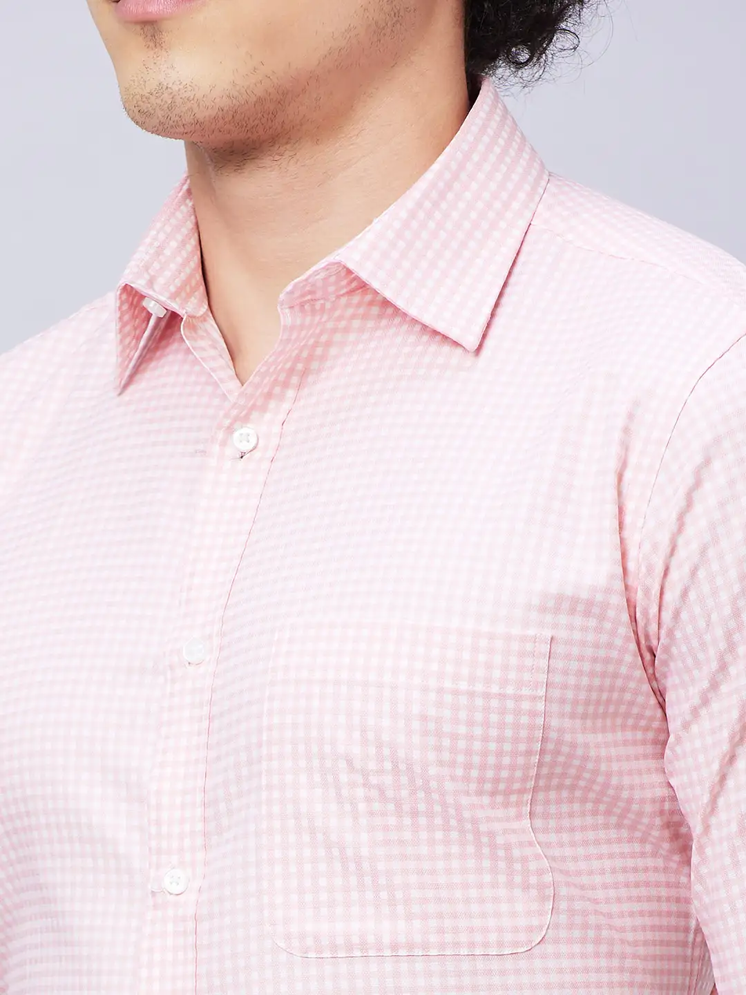 Raymond Men Pink Structured Slim Fit Cotton Formal Shirt - Image 7