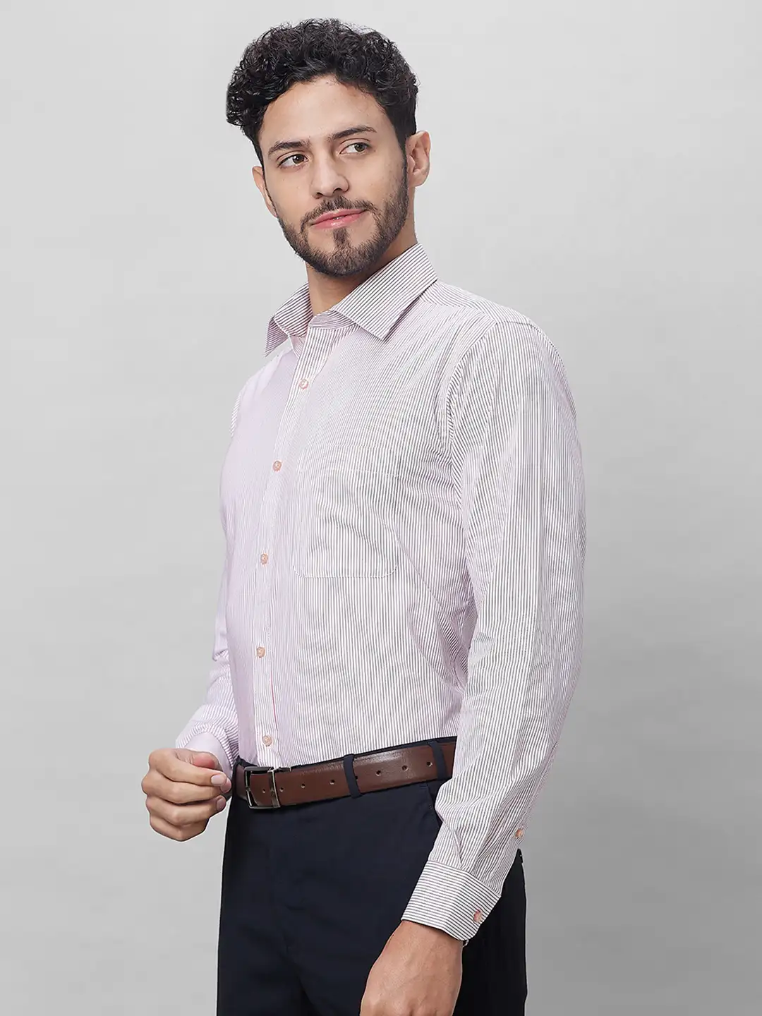 Raymond Men White Structured Slim Fit Cotton Formal Shirt - Image 3