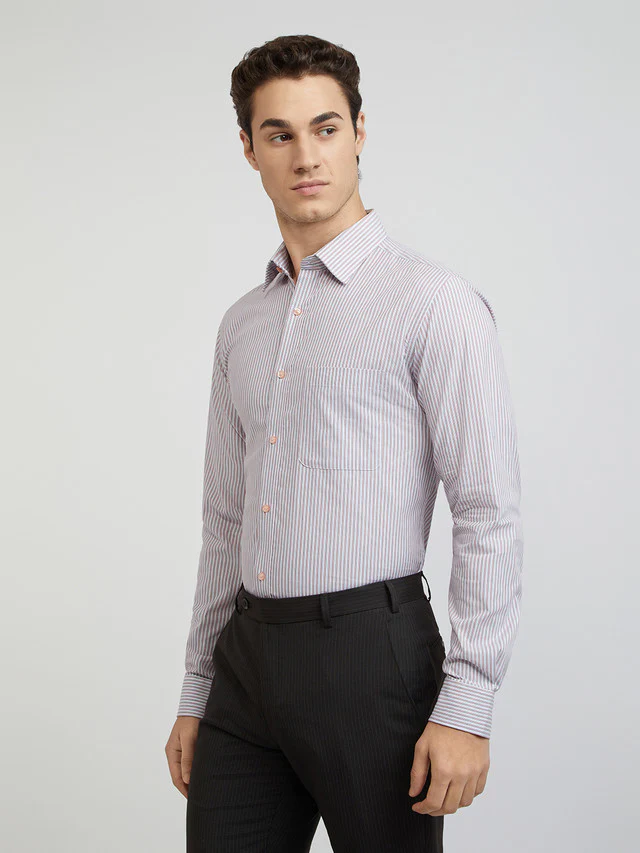 Raymond Men Pink Structured Slim Fit Cotton Formal Shirt - Image 3