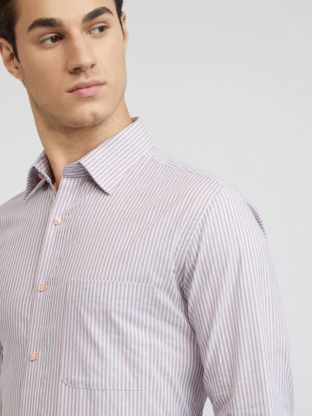Raymond Men Pink Structured Slim Fit Cotton Formal Shirt - Image 7