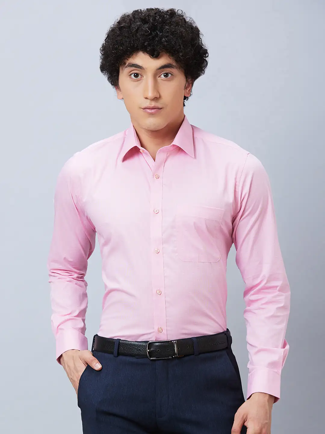 Raymond Men Pink Structured Slim Fit Cotton Formal Shirt