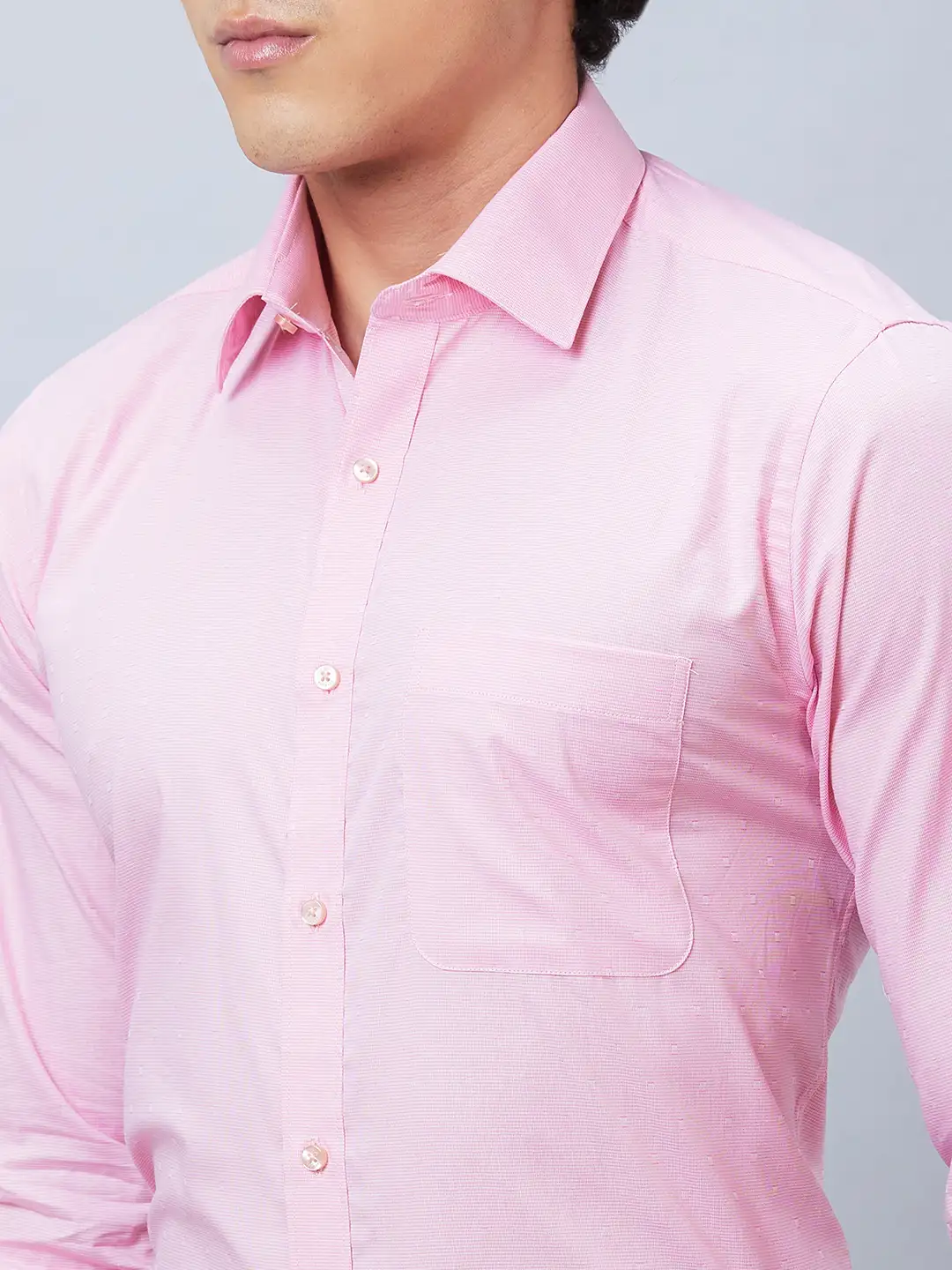 Raymond Men Pink Structured Slim Fit Cotton Formal Shirt - Image 6