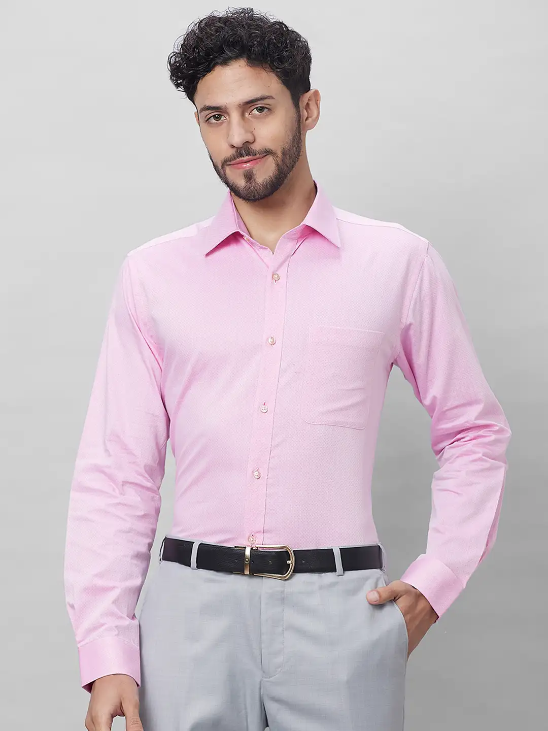 Raymond Men Pink Structured Slim Fit Cotton Formal Shirt