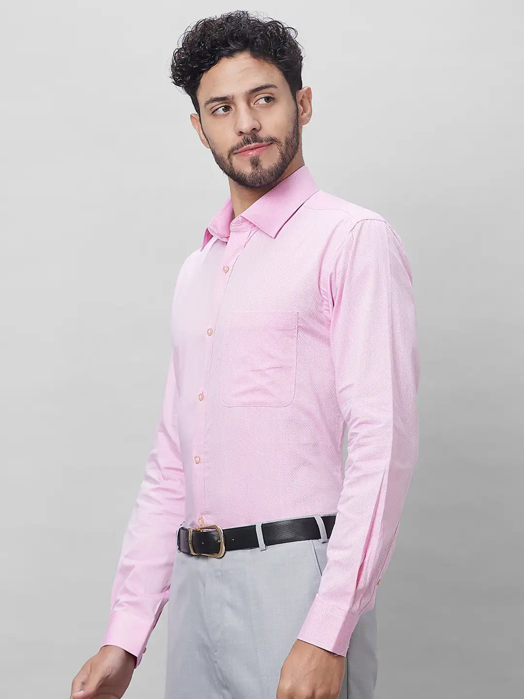 Raymond Men Pink Structured Slim Fit Cotton Formal Shirt - Image 3