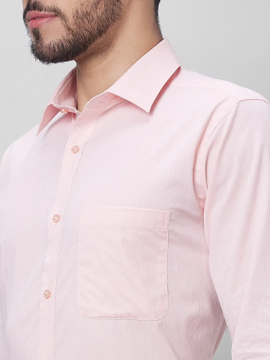 Raymond Men Red Structure Slim Fit Cotton Shirts - Image 6