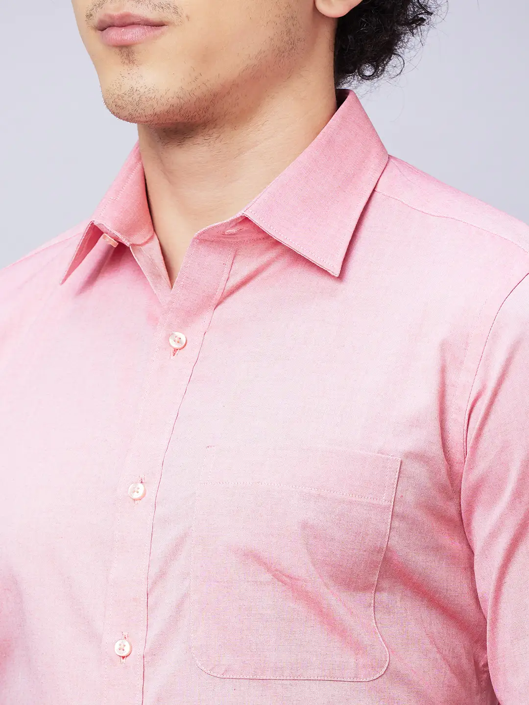 Raymond Men Pink Structured Slim Fit Cotton Formal Shirt - Image 6