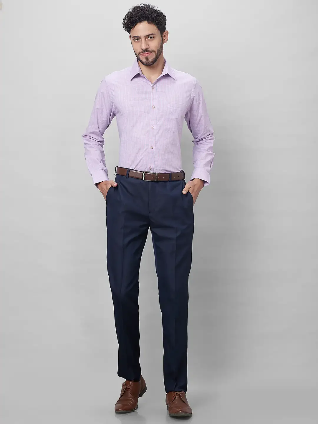 Raymond Men Purple Structured Slim Fit Cotton Formal Shirt - Image 5