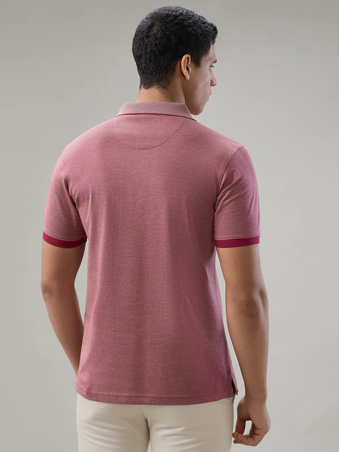 Raymond Men Red Two Tone Regular Fit Cotton T-Shirt - Image 4