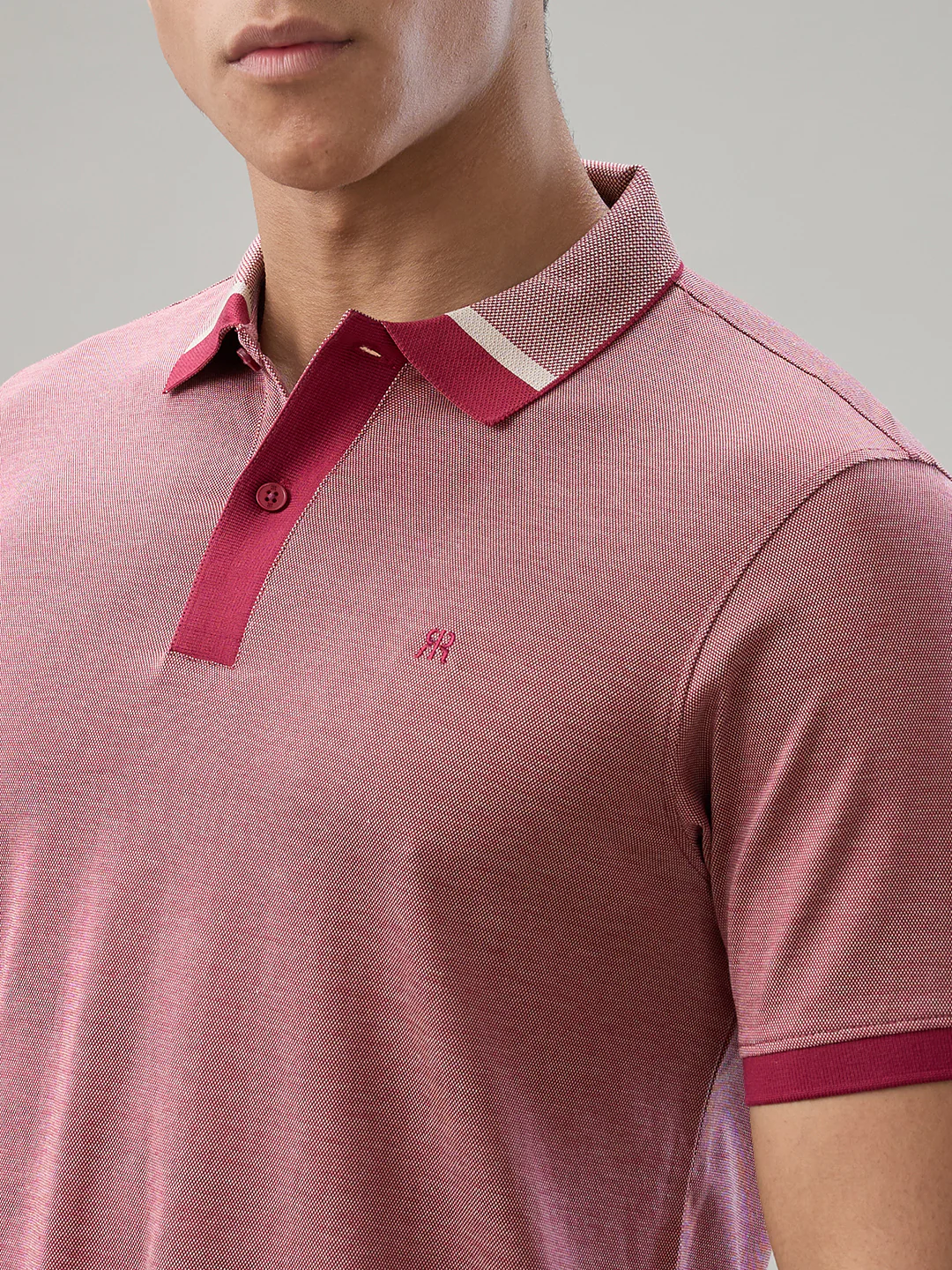 Raymond Men Red Two Tone Regular Fit Cotton T-Shirt - Image 6