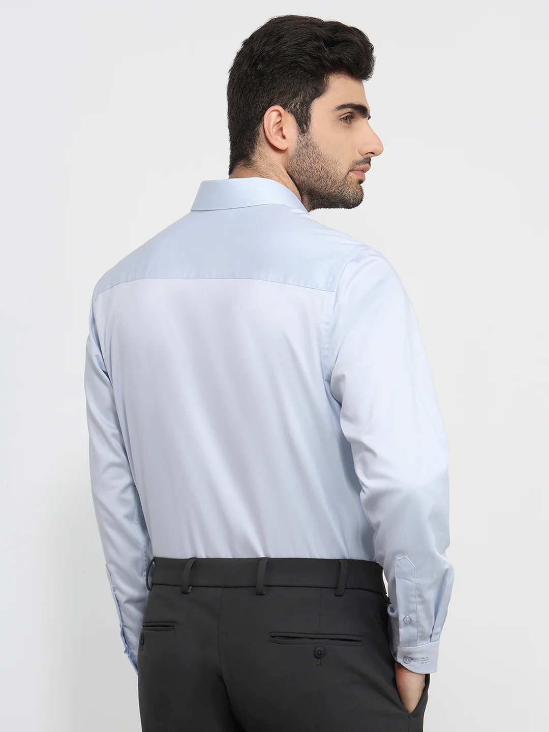 Raymond Men Regular Fit Chambray Pattern Pure Cotton Full Sleeve Formal Shirt - Image 4