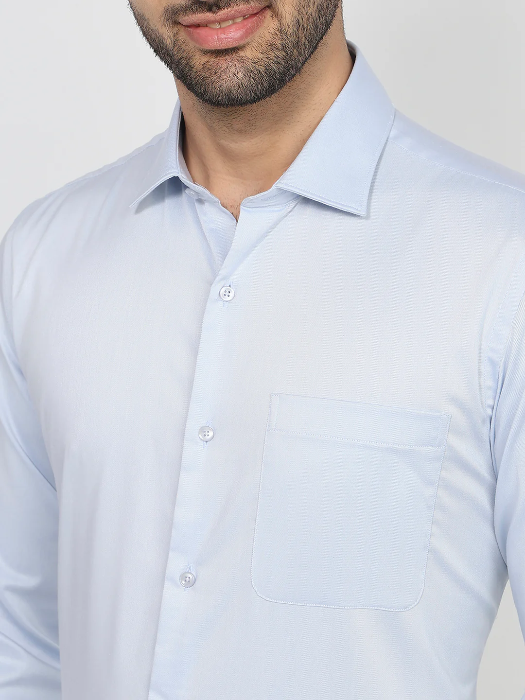 Raymond Men Regular Fit Chambray Pattern Pure Cotton Full Sleeve Formal Shirt - Image 6