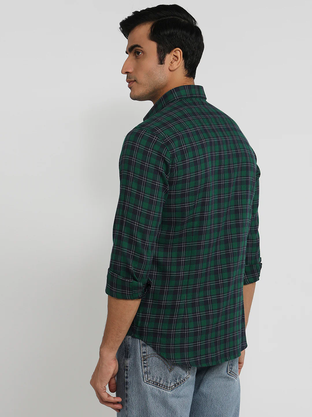Raymond Men Regular Fit Checks Pattern Cotton Lyocell Blend Full Sleeve Casual Shirt - Image 4
