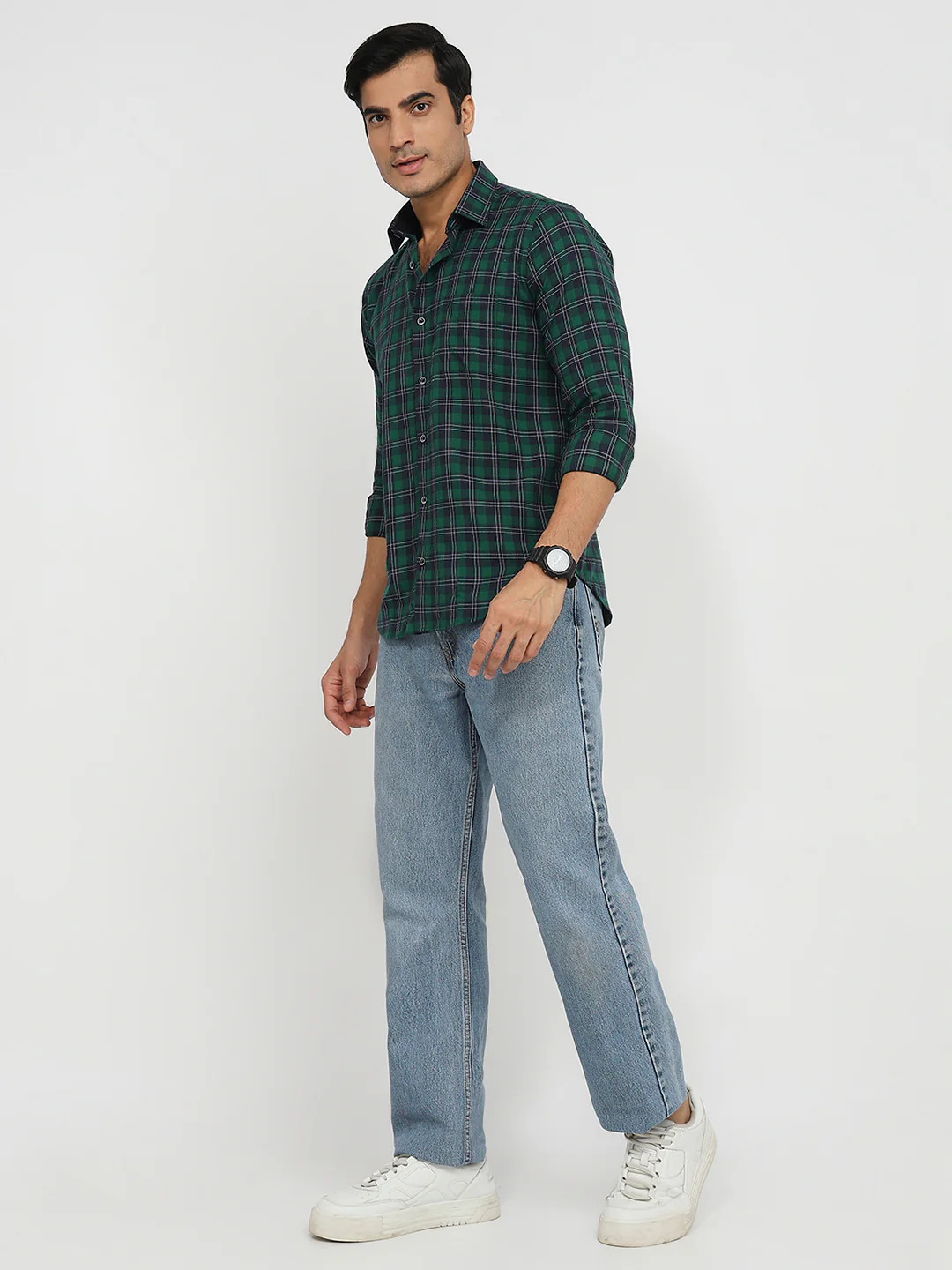 Raymond Men Regular Fit Checks Pattern Cotton Lyocell Blend Full Sleeve Casual Shirt - Image 5