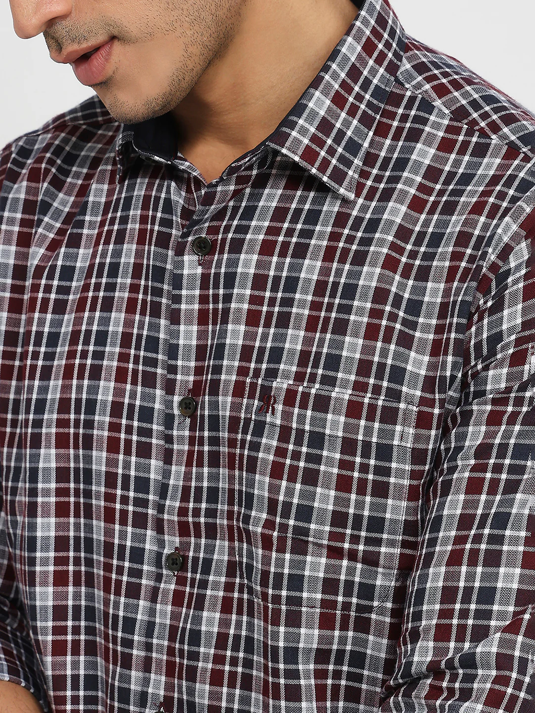 Raymond Men Regular Fit Checks Pattern Cotton Lyocell Blend Full Sleeve Casual Shirt - Image 6