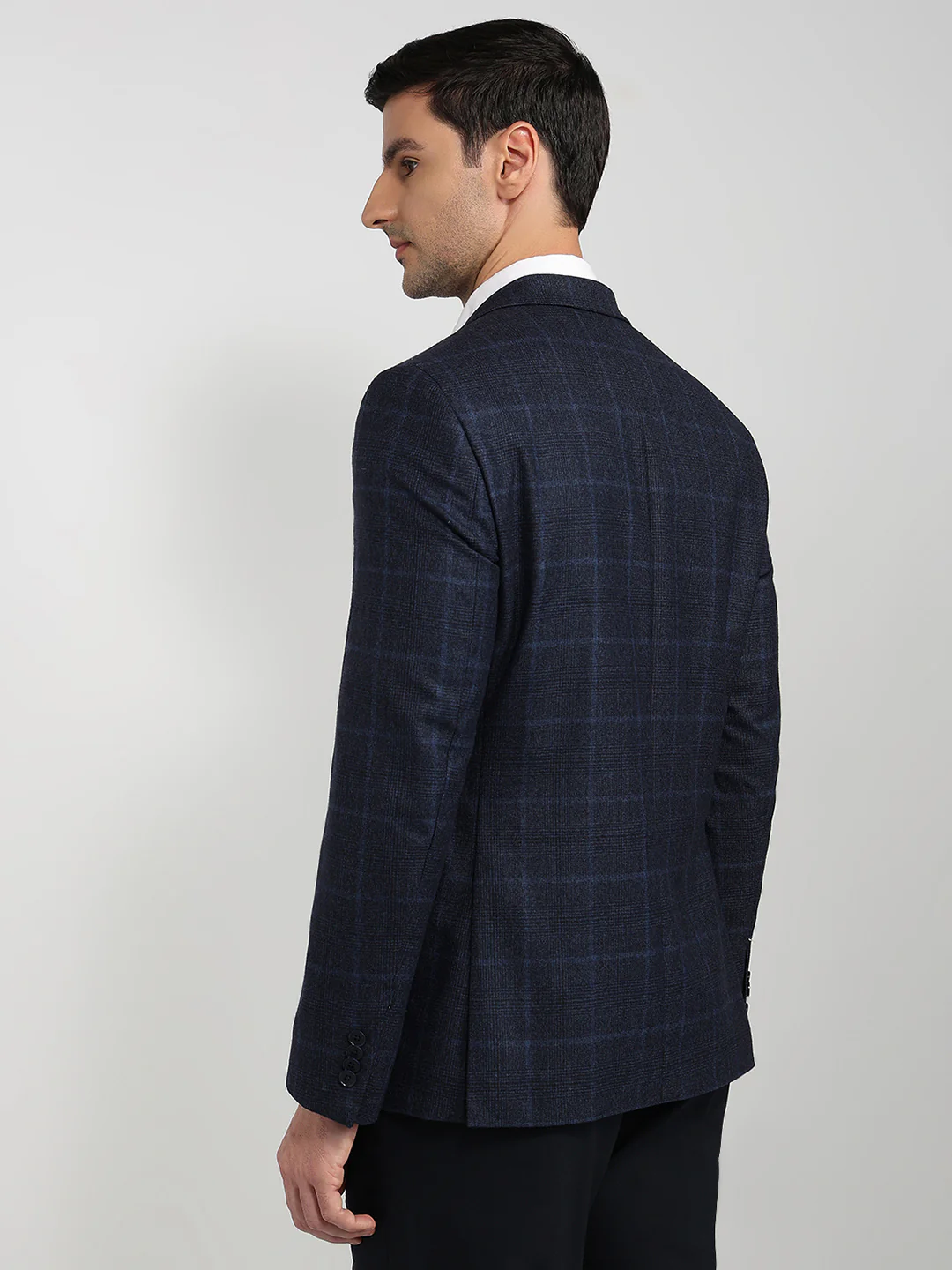 Raymond Men Regular Fit Checks Pattern Poly Viscose Blend Full Sleeve Jacket - Image 4
