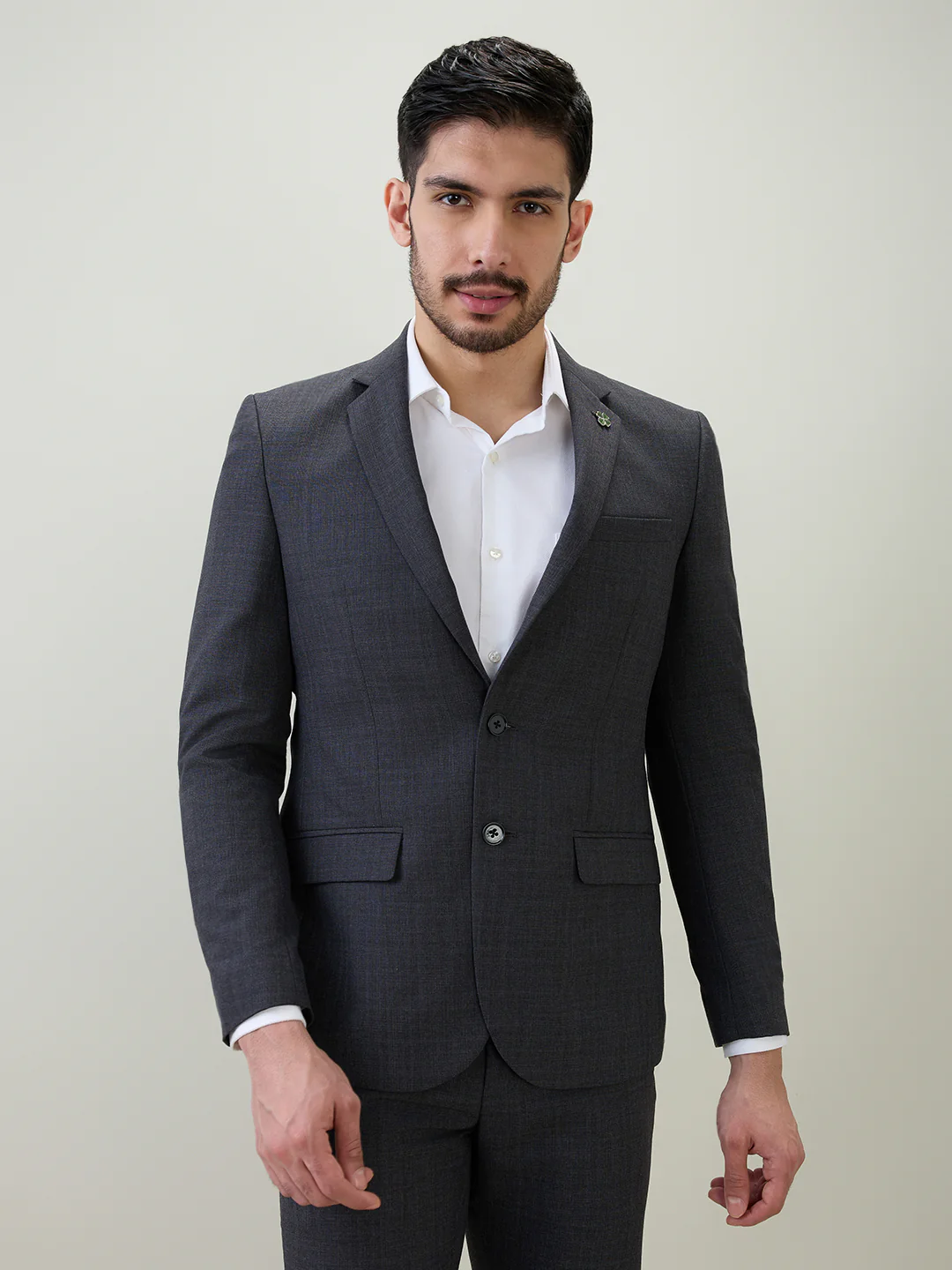 Raymond Men Regular Fit Checks Pattern Poly Wool Blend Full Sleeve Suit - Image 2