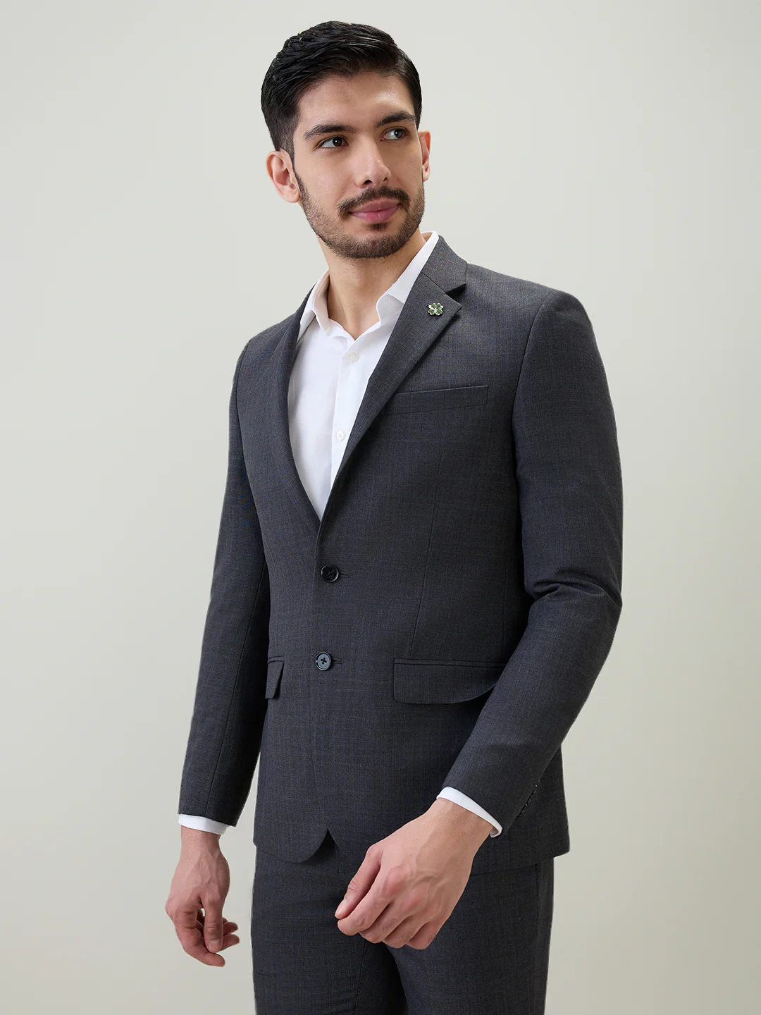 Raymond Men Regular Fit Checks Pattern Poly Wool Blend Full Sleeve Suit - Image 3