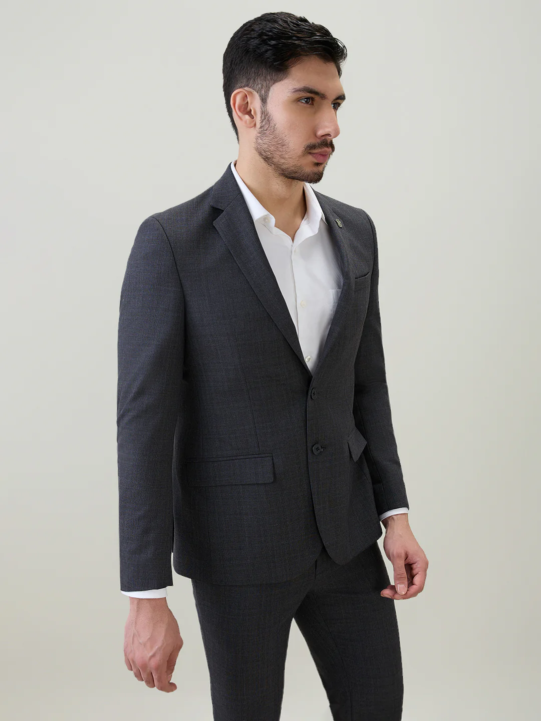 Raymond Men Regular Fit Checks Pattern Poly Wool Blend Full Sleeve Suit - Image 4
