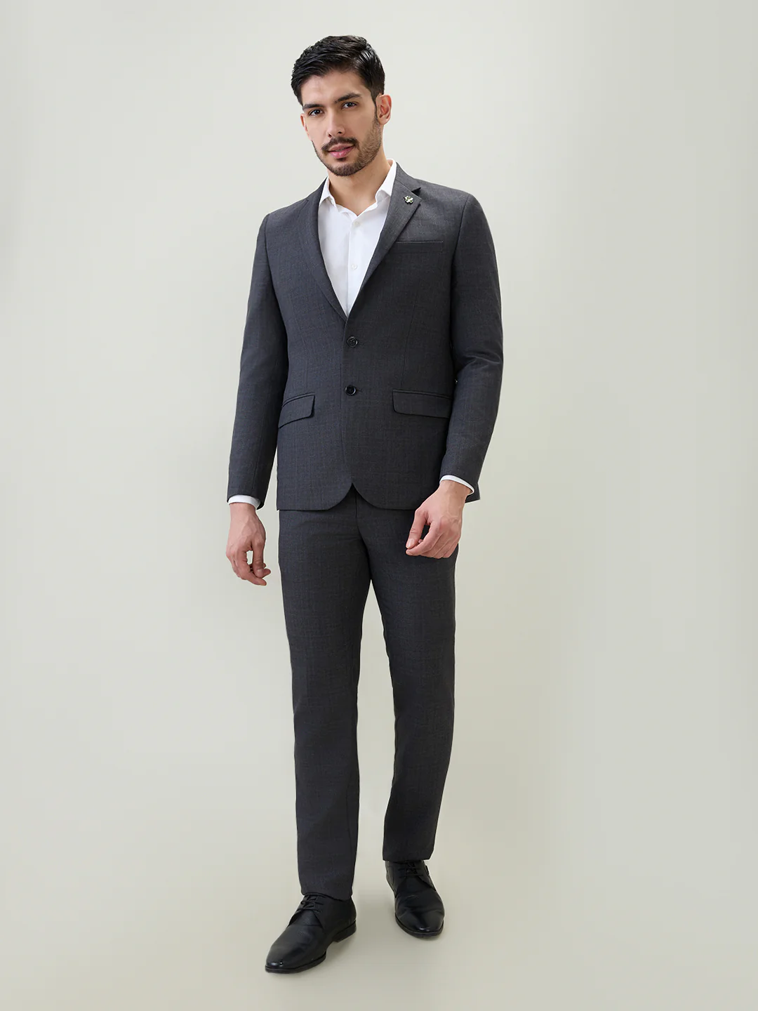 Raymond Men Regular Fit Checks Pattern Poly Wool Blend Full Sleeve Suit - Image 6
