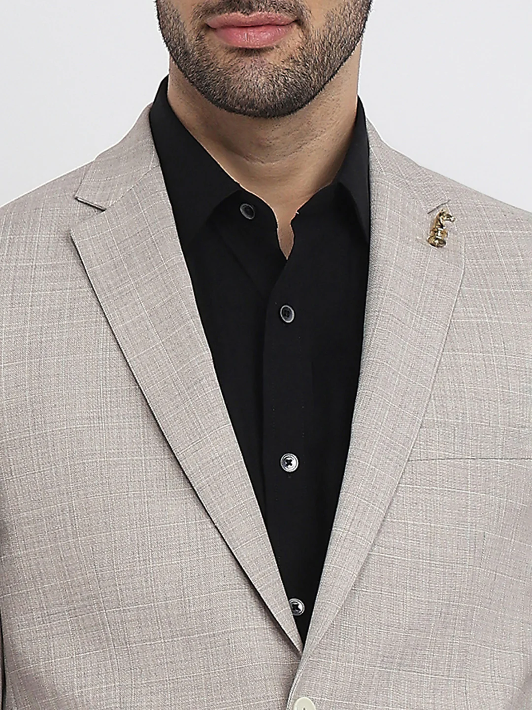 Raymond Men Regular Fit Checks Pattern Poly Wool Elastane Blend Full Sleeve Suit - Image 6