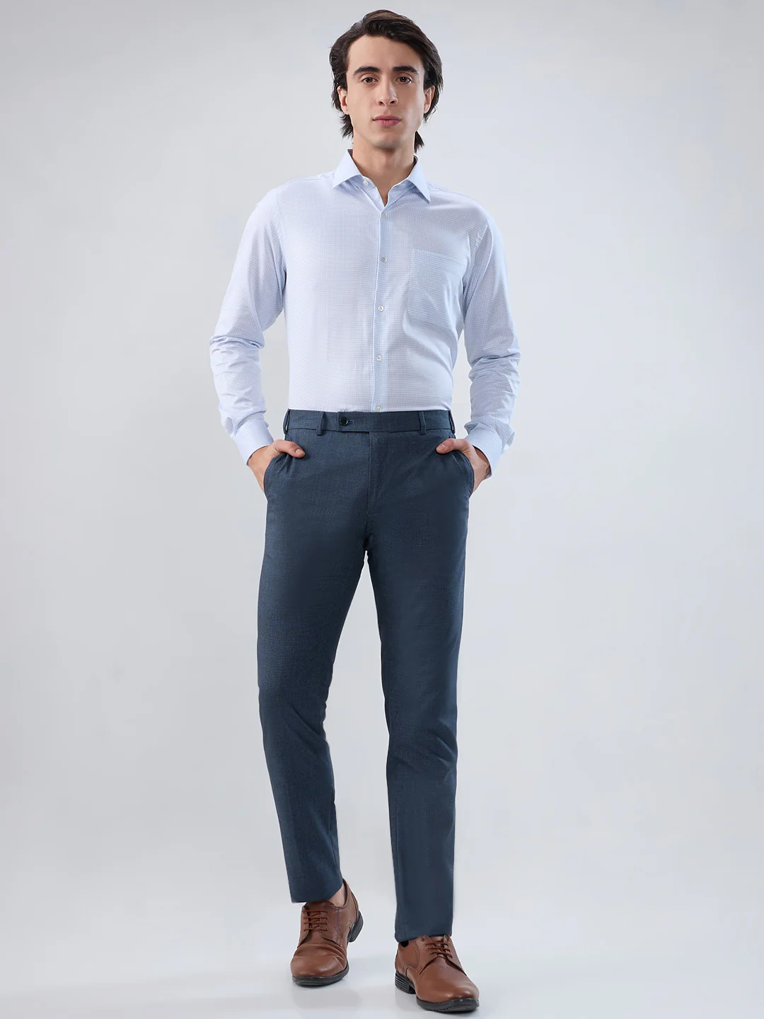 Raymond Men Regular Fit Checks Pattern Pure Cotton Full Sleeve Formal Shirt - Image 5