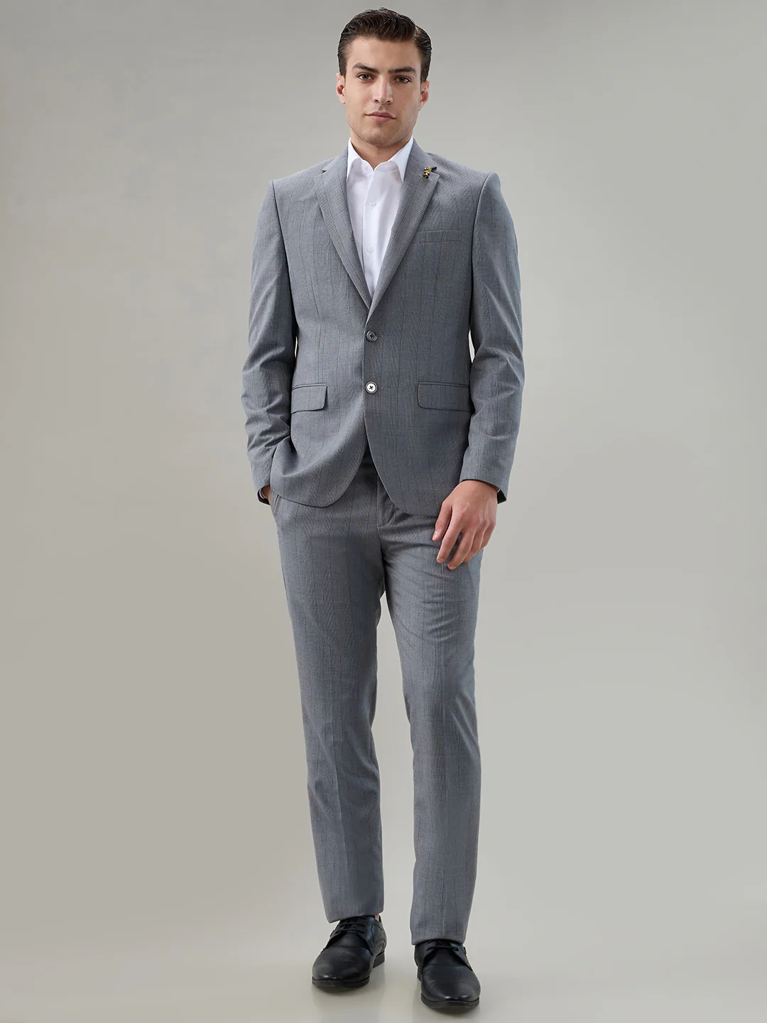 Raymond Men Regular Fit Checks Pattern Wool Viscose Poly Blend Full Sleeve Suit - Image 2