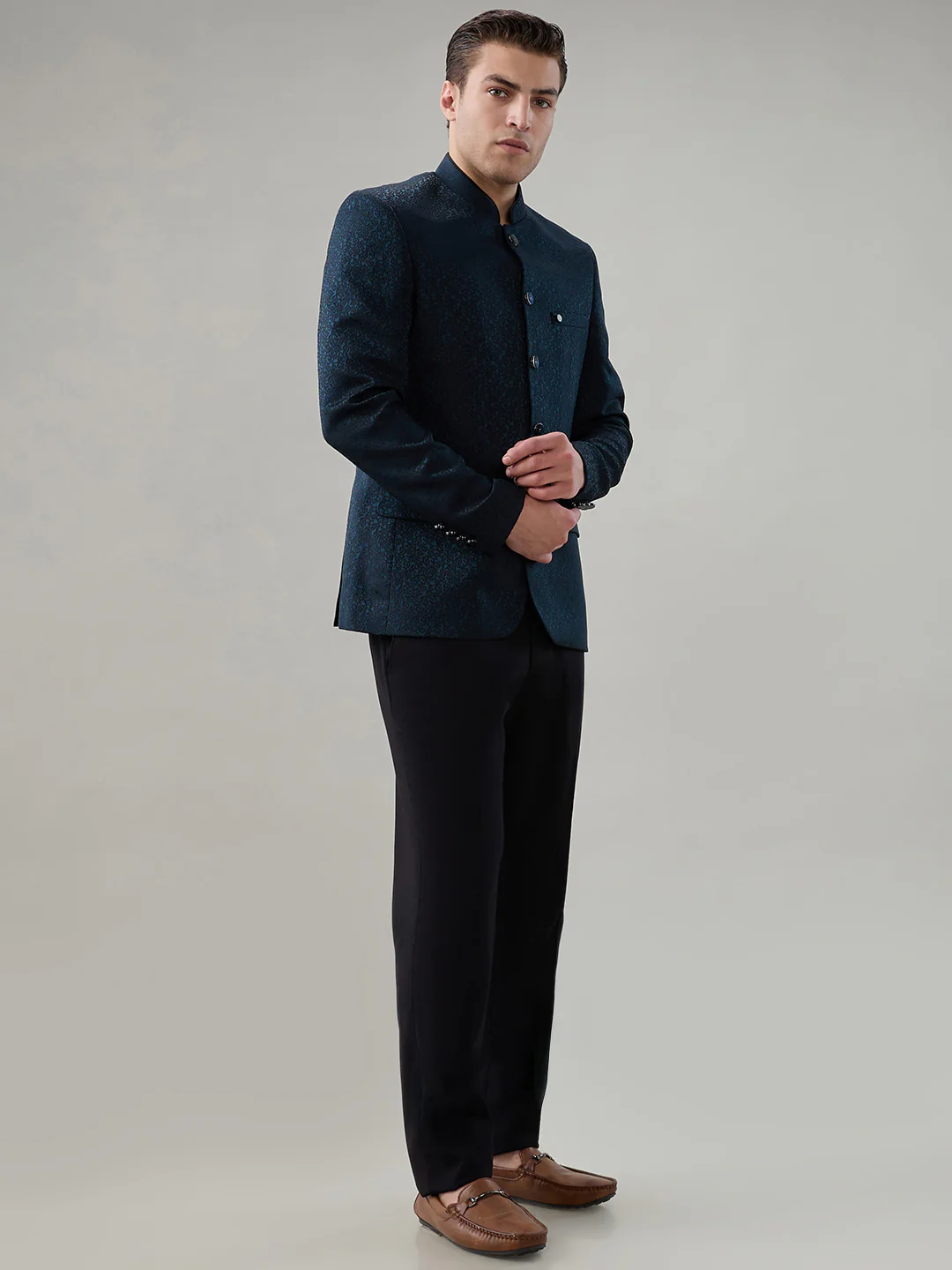 Raymond Men Regular Fit Jacquard Pattern Pure Polyester Full Sleeve Suit - Image 2