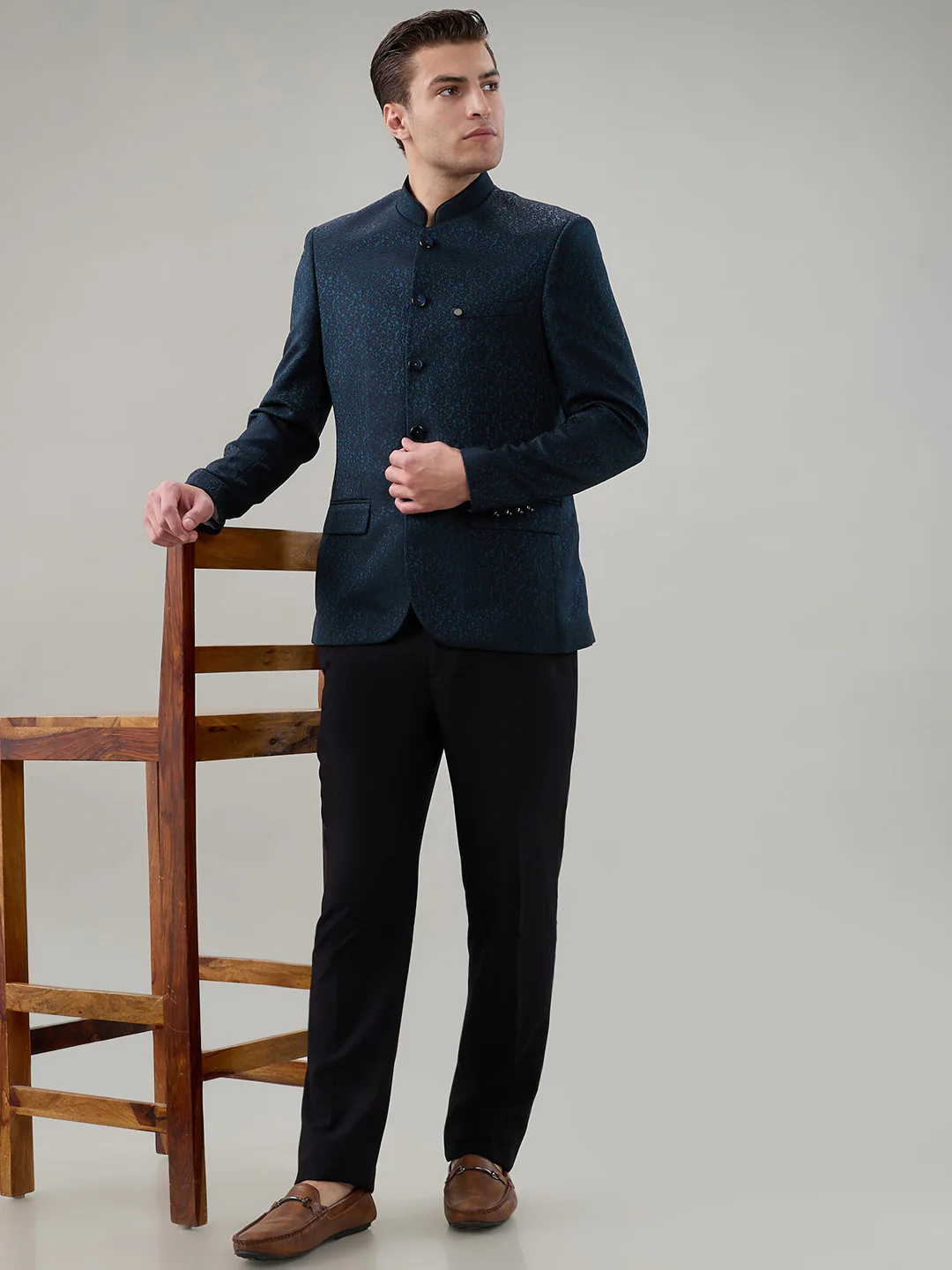 Raymond Men Regular Fit Jacquard Pattern Pure Polyester Full Sleeve Suit - Image 5