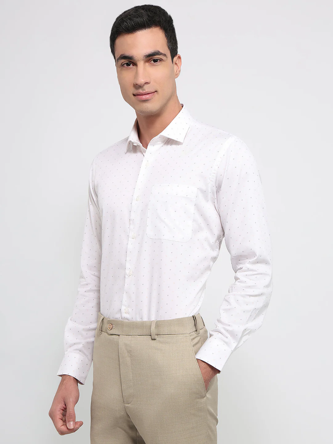 Raymond Men Regular Fit Print Pattern Pure Cotton Full Sleeve Formal Shirt - Image 2