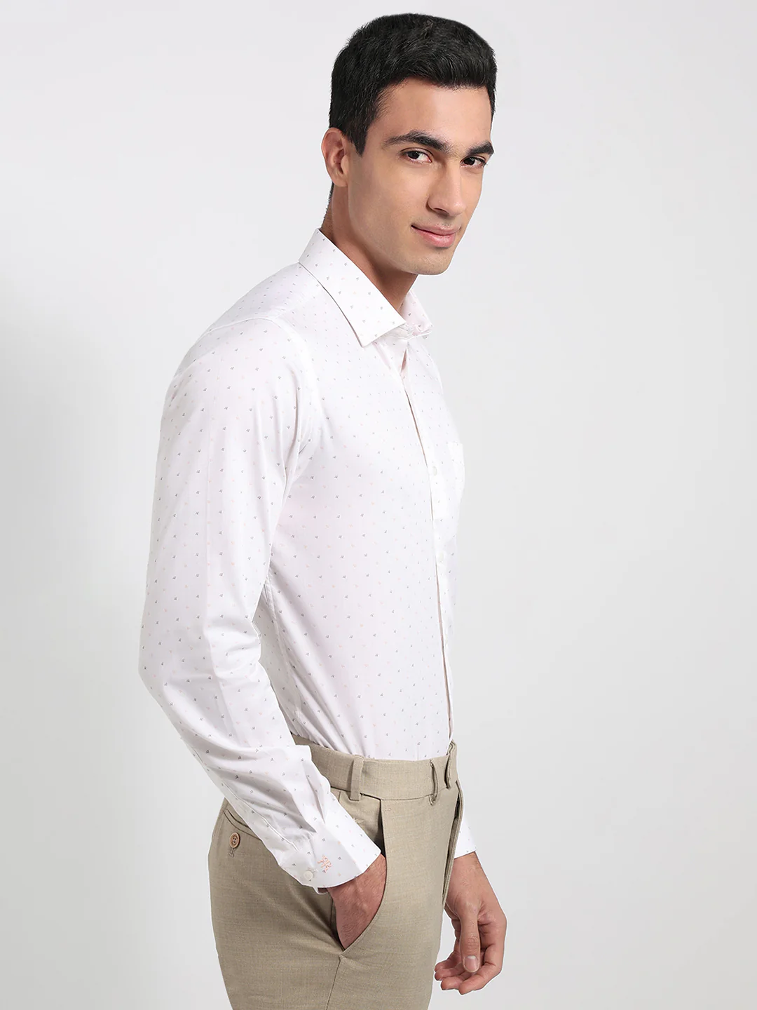 Raymond Men Regular Fit Print Pattern Pure Cotton Full Sleeve Formal Shirt - Image 3