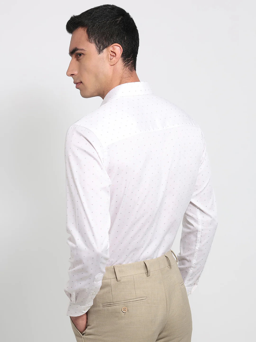Raymond Men Regular Fit Print Pattern Pure Cotton Full Sleeve Formal Shirt - Image 4