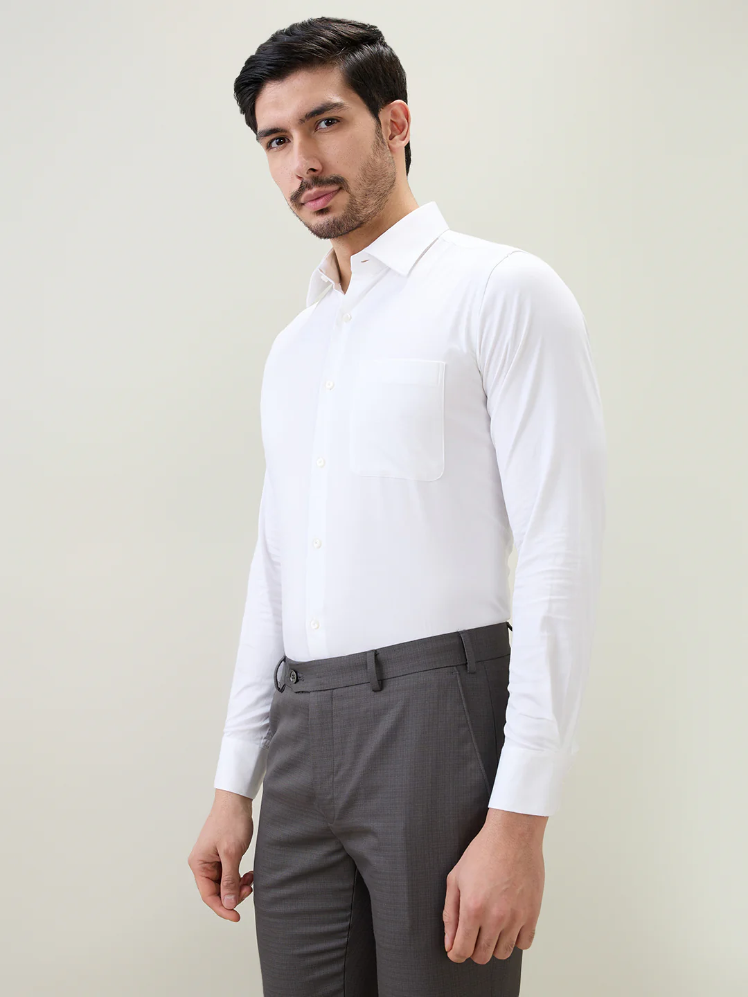 Raymond Men Regular Fit Solid Pattern Cotton Blend Full Sleeve Formal Shirt - Image 2