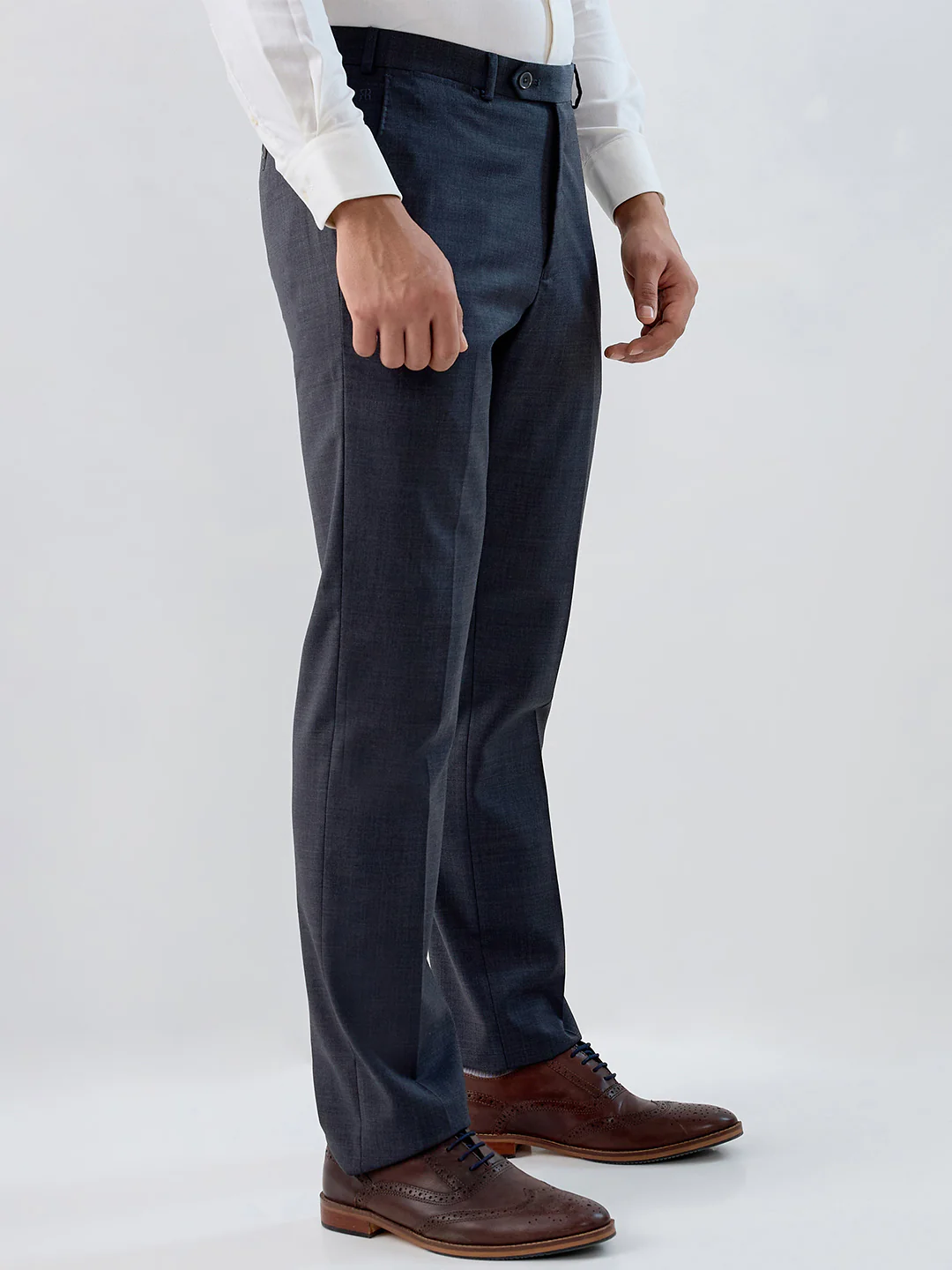 Raymond Men Regular Fit Solid Pattern Poly Wool Blend Flat Front Trouser - Image 2