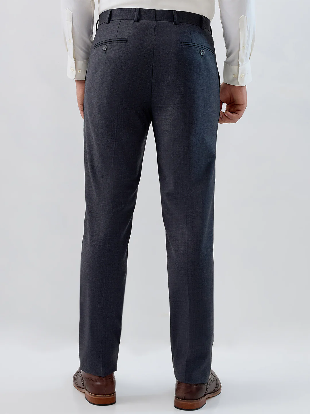 Raymond Men Regular Fit Solid Pattern Poly Wool Blend Flat Front Trouser - Image 4