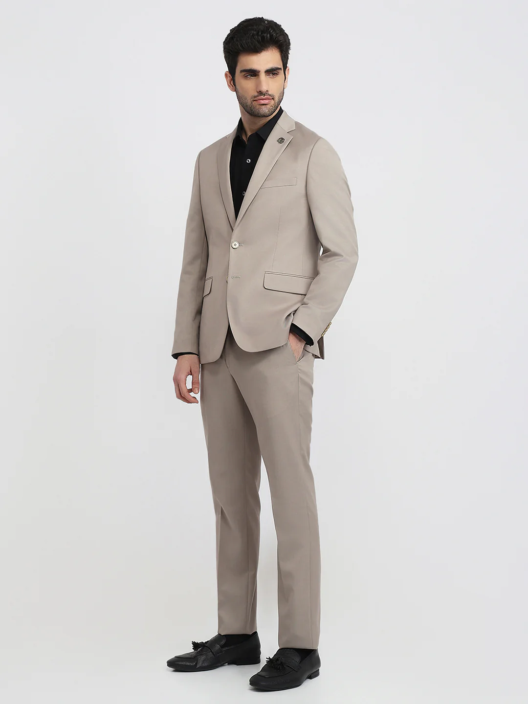 Raymond Men Regular Fit Solid Pattern Poly Wool Blend Full Sleeve Suit - Image 2