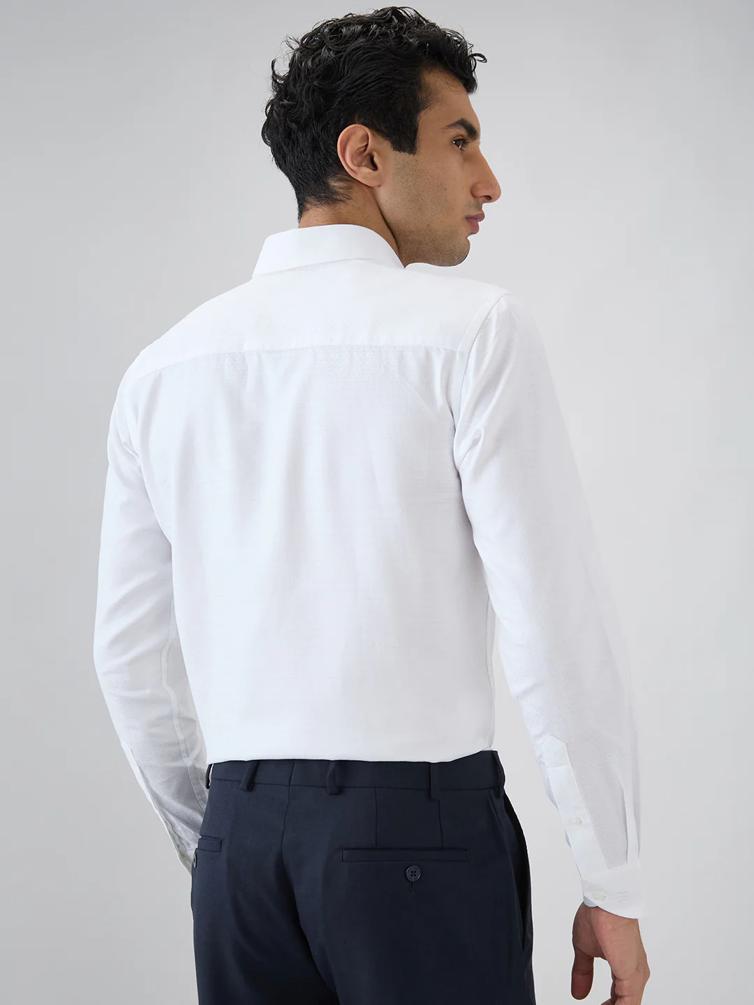 Raymond Men Regular Fit Solid Pattern Pure Cotton Full Sleeve Formal Shirt - Image 4