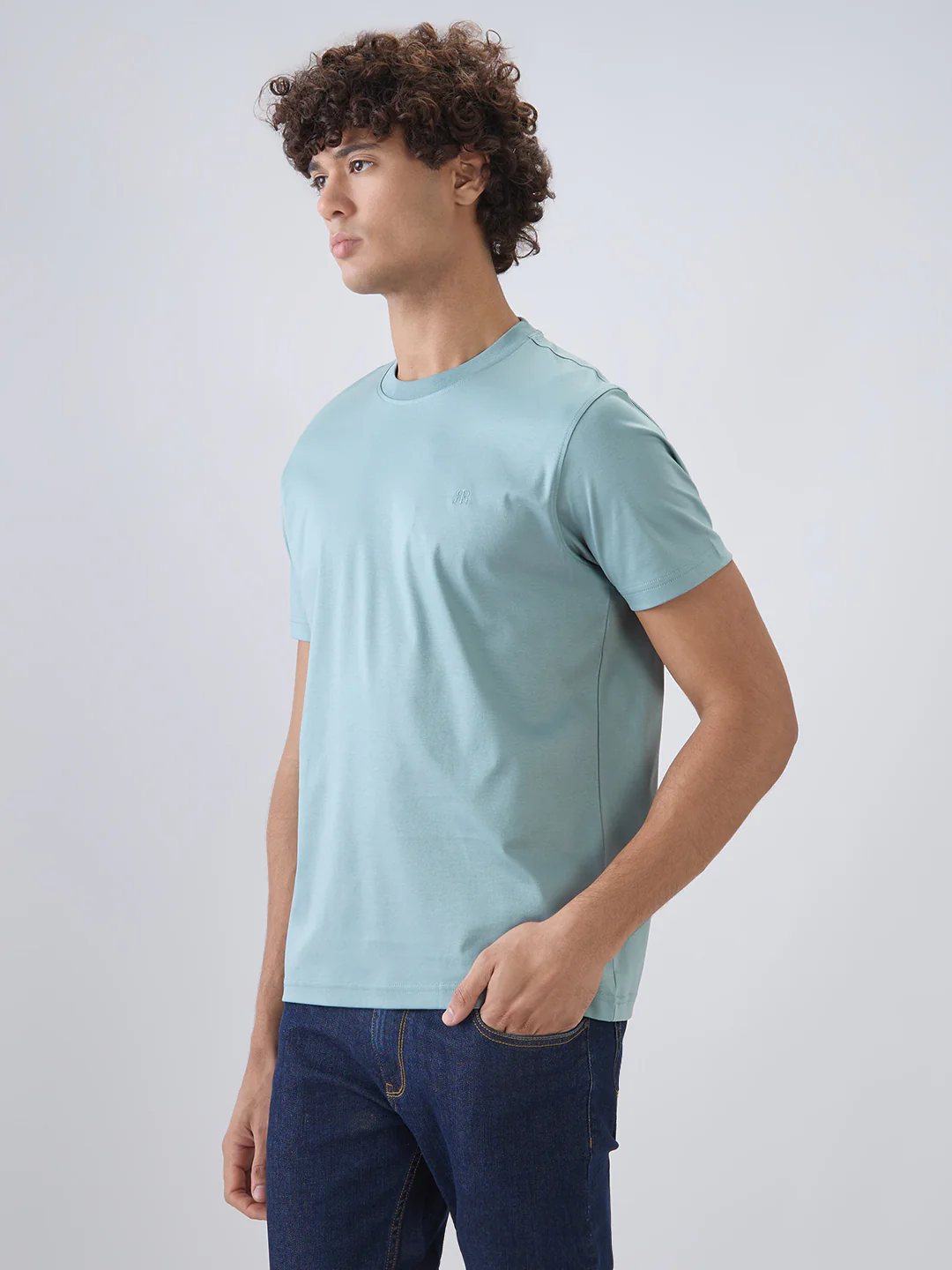 Raymond Men Regular Fit Solid Pattern Pure Cotton Half Sleeve T-Shirt - Image 2