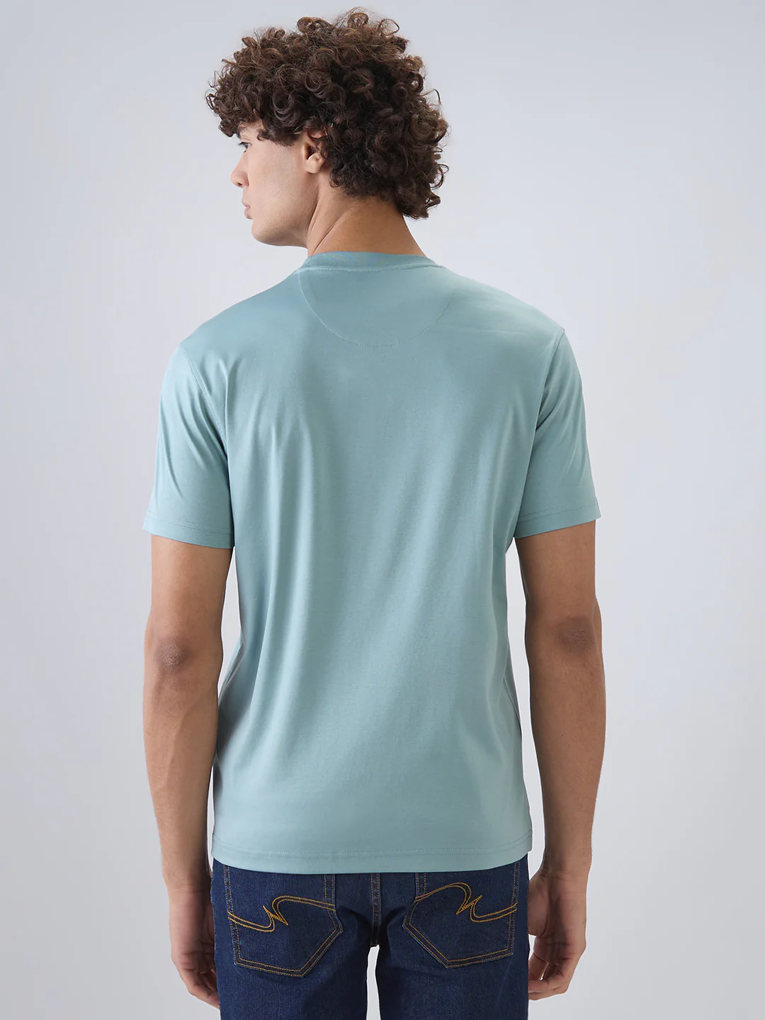 Raymond Men Regular Fit Solid Pattern Pure Cotton Half Sleeve T-Shirt - Image 4