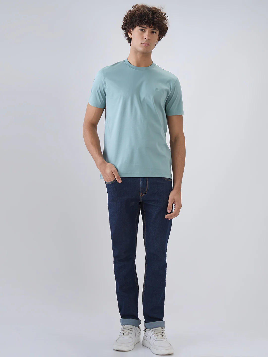 Raymond Men Regular Fit Solid Pattern Pure Cotton Half Sleeve T-Shirt - Image 5