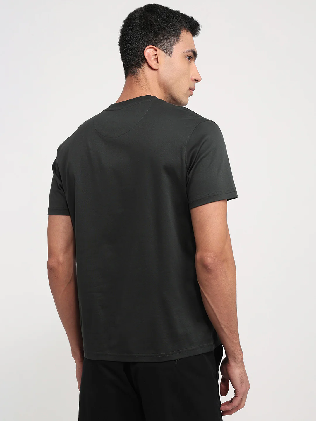 Raymond Men Regular Fit Solid Pattern Pure Cotton Half Sleeve T-Shirt - Image 4