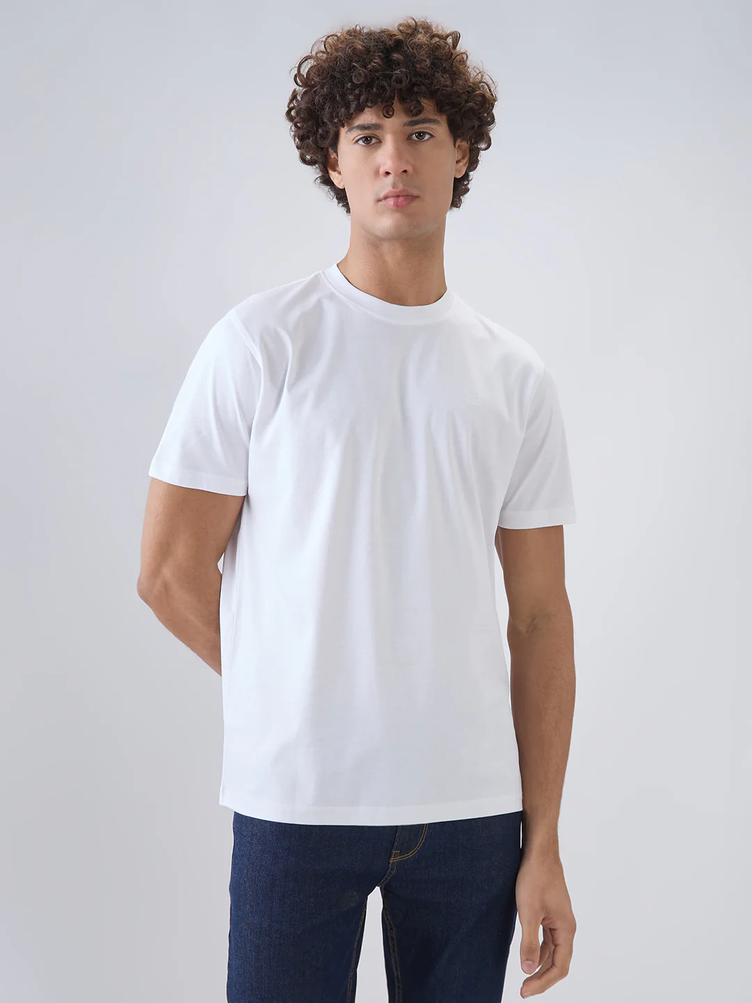 Raymond Men Regular Fit Solid Pattern Pure Cotton Half Sleeve T-Shirt