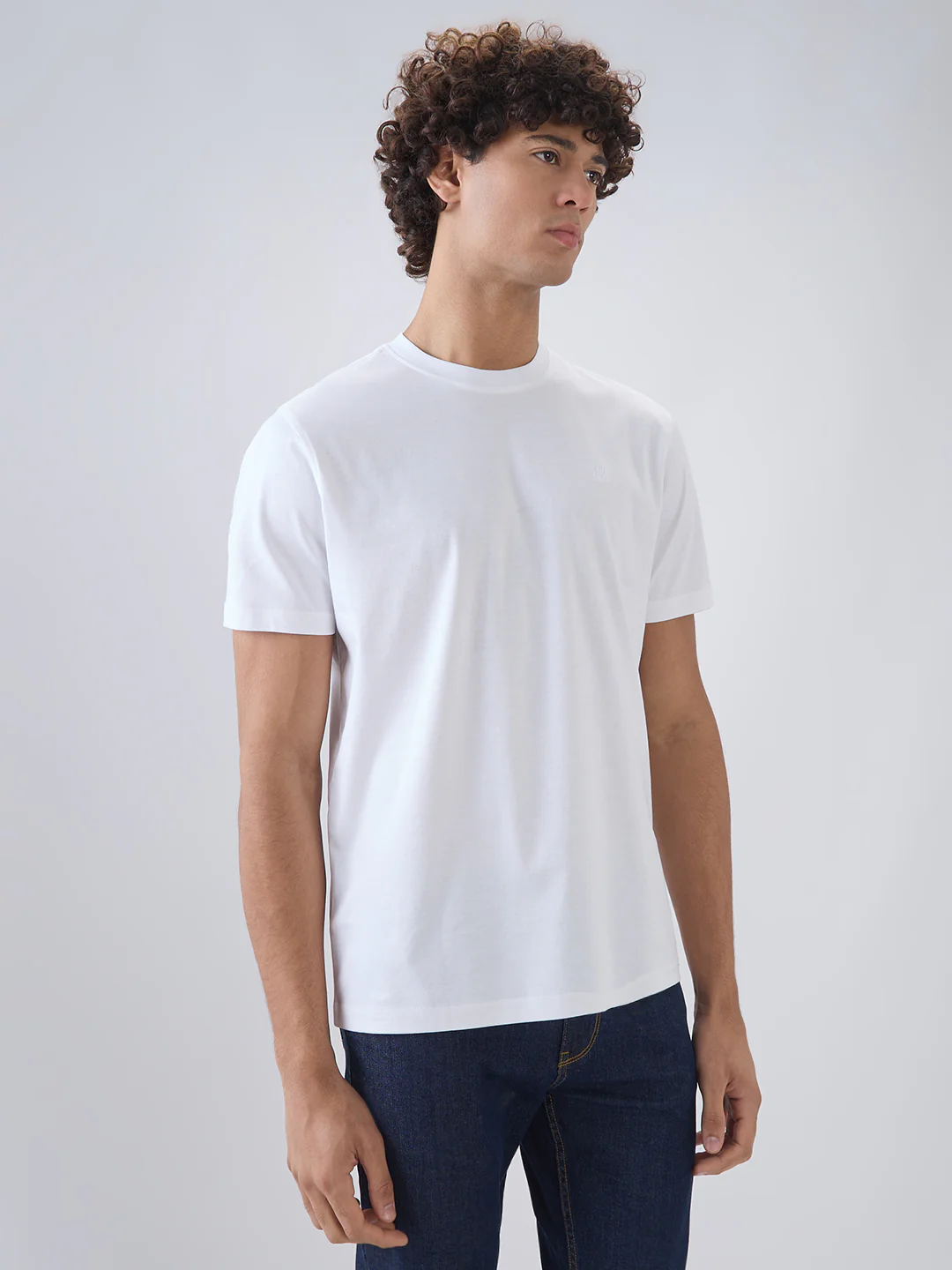Raymond Men Regular Fit Solid Pattern Pure Cotton Half Sleeve T-Shirt - Image 3