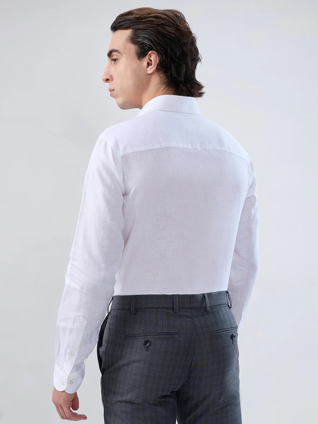 Raymond Men Regular Fit Solid Piece Dyed Pattern Pure Linen Full Sleeve Formal Shirt - Image 4