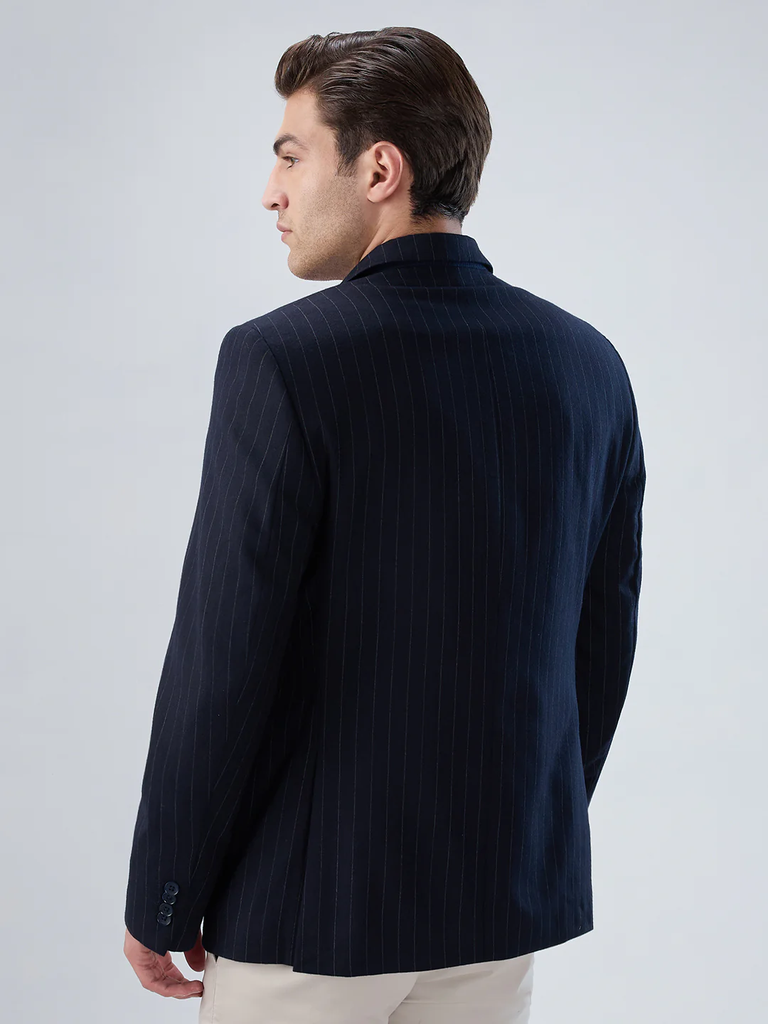 Raymond Men Regular Fit Stripe Pattern Polyester Blend Full Sleeve Jacket - Image 4