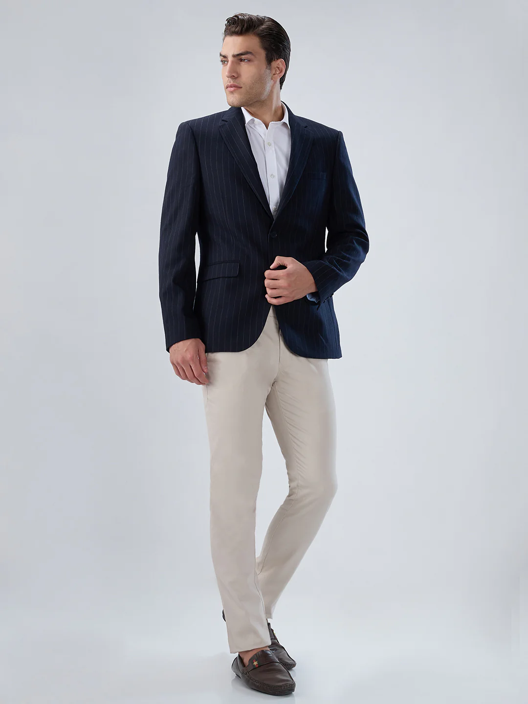 Raymond Men Regular Fit Stripe Pattern Polyester Blend Full Sleeve Jacket - Image 5