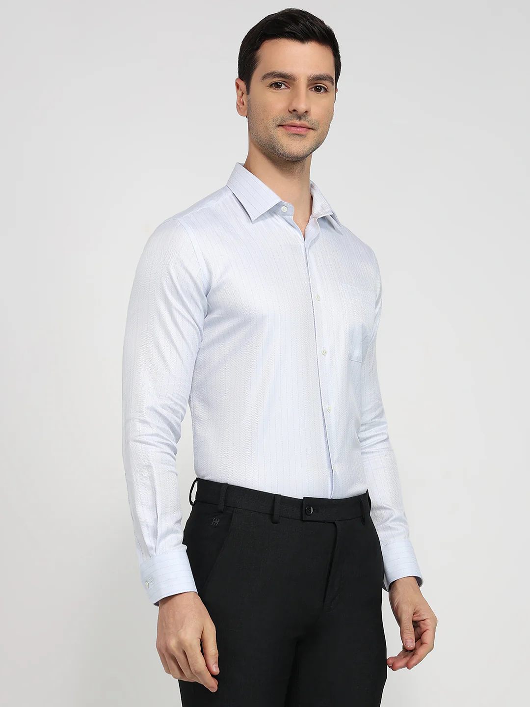 Raymond Men Regular Fit Stripe Pattern Pure Cotton Full Sleeve Formal Shirt - Image 3