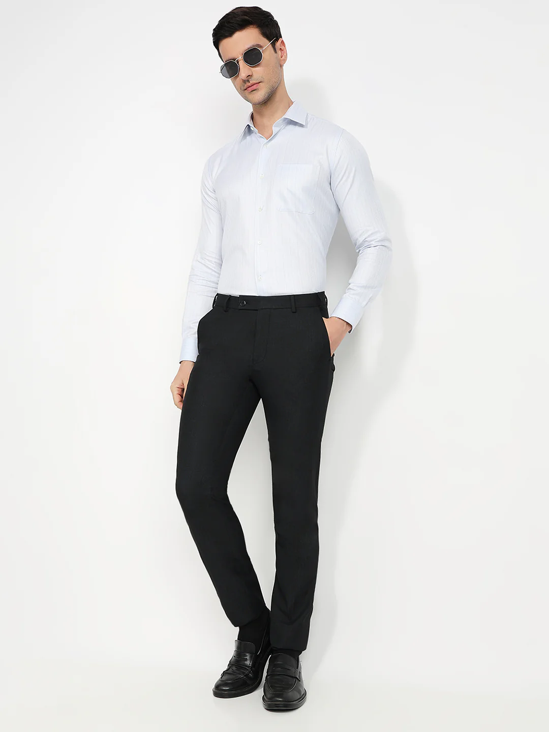 Raymond Men Regular Fit Stripe Pattern Pure Cotton Full Sleeve Formal Shirt - Image 5