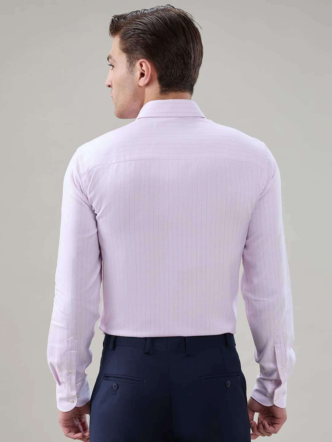Raymond Men Regular Fit Stripe Pattern Pure Cotton Full Sleeve Formal Shirt - Image 4